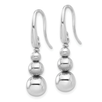 SS Rh-plated Polished Beads Shepherd's Hook Dangle Earrings