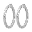 Sterling Silver Rh-plated Polished and Textured Round Hoops - Birthstone Company