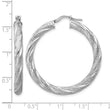 Sterling Silver Rh-plated Polished and Textured Round Hoops - Birthstone Company