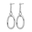 Sterling Silver Rh-plated Oval Post Dangle Earrings - Birthstone Company