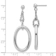 Sterling Silver Rh-plated Oval Post Dangle Earrings
