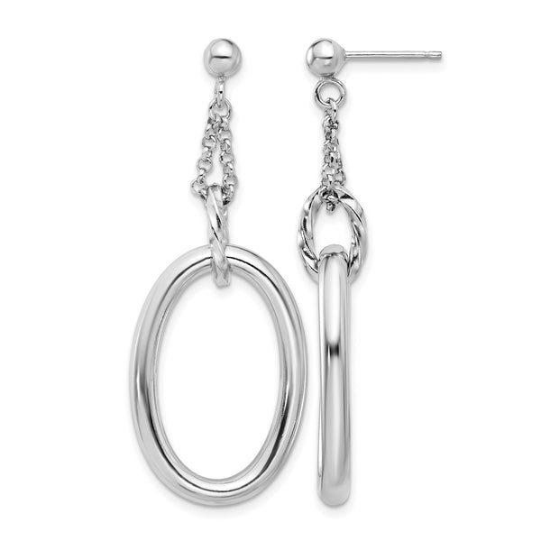 Sterling Silver Rh-plated Oval Post Dangle Earrings - Birthstone Company