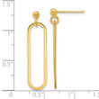 Sterling Silver Gold-plated Polished Paperclip Post Dangle Earring