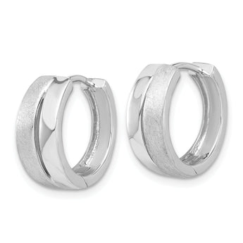Sterling Silver Rhodium-plated Satin and Polished Hinged Hoop Earr