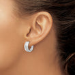 Sterling Silver Rhodium-plated Satin and Polished Hinged Hoop Earr