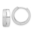 Sterling Silver Rhodium-plated Satin and Polished Hinged Hoop Earr