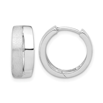 Sterling Silver Rhodium-plated Satin and Polished Hinged Hoop Earr - Birthstone Company
