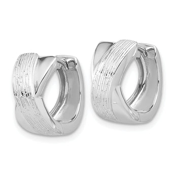 Sterling Silver Rhodium-plated and D/C Hinged Hoop Earrings