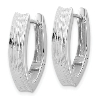 Sterling Silver Rhodium-plated and D/C Fancy Hinged Hoop Earrings
