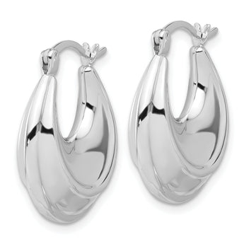 Sterling Silver Rhodium-plated Graduating Puffed Hoop Earrings