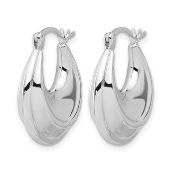 Sterling Silver Rhodium-plated Graduating Puffed Hoop Earrings - Birthstone Company