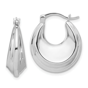 Sterling Silver Rhodium-plated Graduating Puffed Hoop Earrings