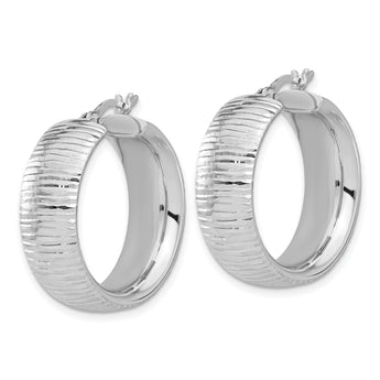 Sterling Silver Rhodium-plated and D/C Hoop Earrings