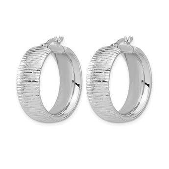Sterling Silver Rhodium-plated and D/C Hoop Earrings - Birthstone Company