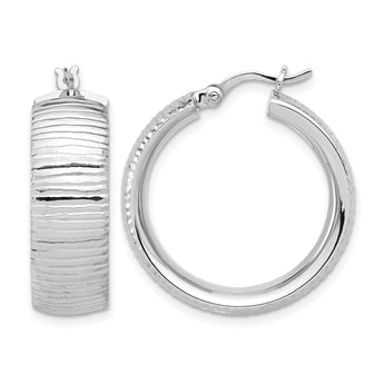 Sterling Silver Rhodium-plated and D/C Hoop Earrings - Birthstone Company