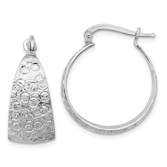 Sterling Silver Rhodium-plated Textured Hoop Earrings
