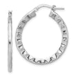 Sterling Silver Rh-plated Polished/Hammered Hoop Earrings