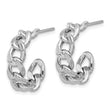 Sterling Silver Rh-plated Polished Curb Chain Post C-Hoop Earrings