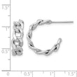 Sterling Silver Rh-plated Polished Curb Chain Post C-Hoop Earrings - Birthstone Company
