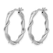 Sterling Silver Rh-plated Polished/Textured/Twisted Hoop Earrings - Birthstone Company