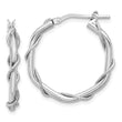 Sterling Silver Rh-plated Polished/Textured/Twisted Hoop Earrings