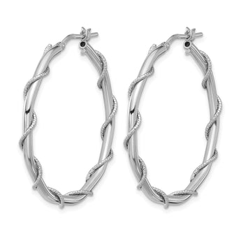 Sterling Silver Rh-plated Polished/Textured/Twisted Hoop Earrings - Birthstone Company