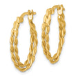 Sterling Silver Gold-tone Polished and Twisted Oval Hoop Earrings