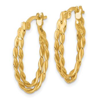 Sterling Silver Gold-tone Polished and Twisted Oval Hoop Earrings