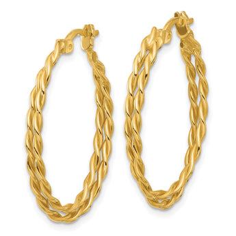 Sterling Silver Gold-tone Polished Twisted Lrg Oval Hoop Earrings