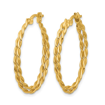 Sterling Silver Gold-tone Polished Twisted Lrg Oval Hoop Earrings - Birthstone Company