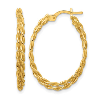Sterling Silver Gold-tone Polished Twisted Lrg Oval Hoop Earrings - Birthstone Company