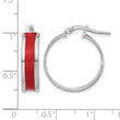 Sterling Silver RH-plt Polished Red Enamel Round Hoop Earrings - Birthstone Company