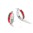 Sterling Silver RH-plt Polished Red Enamel Round Hoop Earrings - Birthstone Company