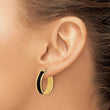 Sterling Silver Gold-tone Black Enamel Round Hoop Earrings - Birthstone Company