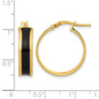 Sterling Silver Gold-tone Black Enamel Round Hoop Earrings - Birthstone Company