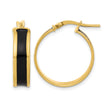 Sterling Silver Gold-tone Black Enamel Round Hoop Earrings - Birthstone Company