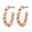 Sterling Silver Rose Gold-plat Polished/Hammered J-Hoop Earrings - Birthstone Company