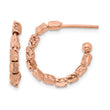 Sterling Silver Rose Gold-plat Polished/Hammered J-Hoop Earrings - Birthstone Company