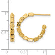 Sterling Silver Gold-plat Polished/Hammered J-Hoop Post Earrings - Birthstone Company