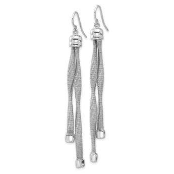 Sterling Silver Rh-pl Twist Texture Wrapped 2-strand Twist Earring