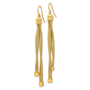 Sterling Silver Gold-plat Twist Texture Wrapped 2-strand Earrings