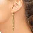 Sterling Silver Gold-plat Twist Texture Wrapped 2-strand Earrings