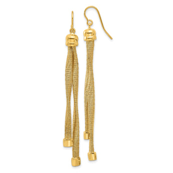 Sterling Silver Gold-plat Twist Texture Wrapped 2-strand Earrings