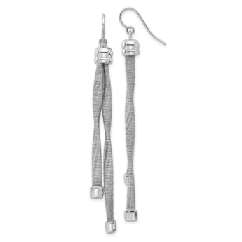 Sterling Silver Rh-pl Twist Texture Wrapped 2-strand Twist Earring
