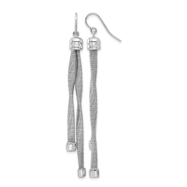 Sterling Silver Rh-pl Twist Texture Wrapped 2-strand Twist Earring - Birthstone Company