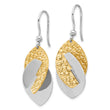 SS Rhod and Gold-tone Polished and Textured Dangle Earrings