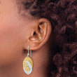 SS Rhod and Gold-tone Polished and Textured Dangle Earrings