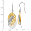 SS Rhod and Gold-tone Polished and Textured Dangle Earrings