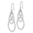 Sterling Silver Rh-plated Polished/Textured Ovals Dangle Earrings