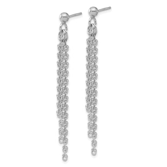Sterling Silver Rh-plated Polished 3-Strand Post Dangle Earrings